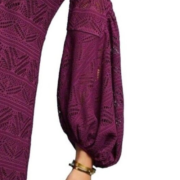 Maeve Leila Lace Purple Dress Balloon Sleeves XS - Picture 3 of 10